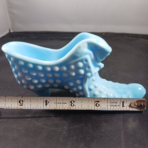 Vintage FENTON Hobnail Baby Blue Shoes Mini Glass - Picture 6 of 8